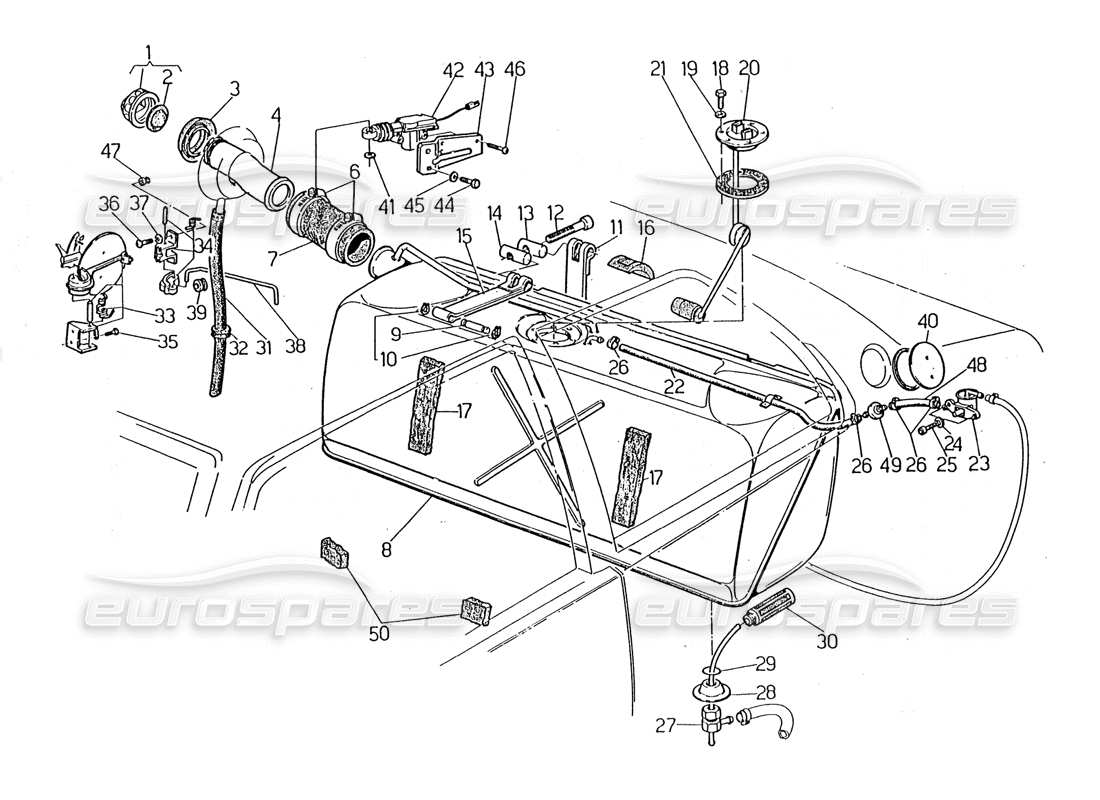 un diagramma delle parti dal catalogo delle parti Maserati 2.24v