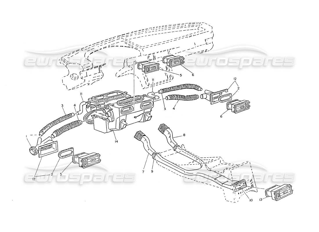 un diagramma delle parti dal catalogo delle parti maserati ghibli 2.8 (non abs)