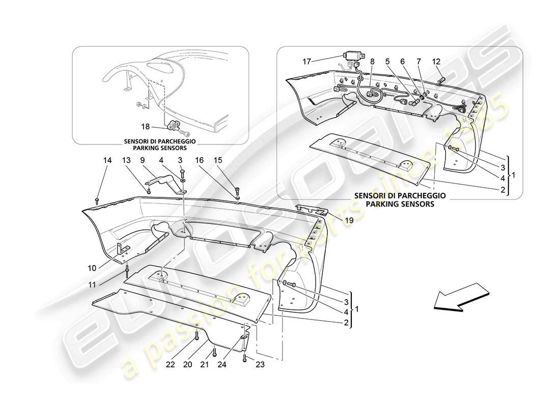 un diagramma delle parti dal catalogo delle parti maserati 4200 gransport (2005)