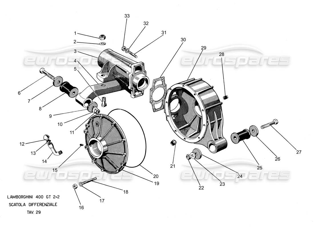 un diagramma delle parti dal catalogo delle parti lamborghini 400
