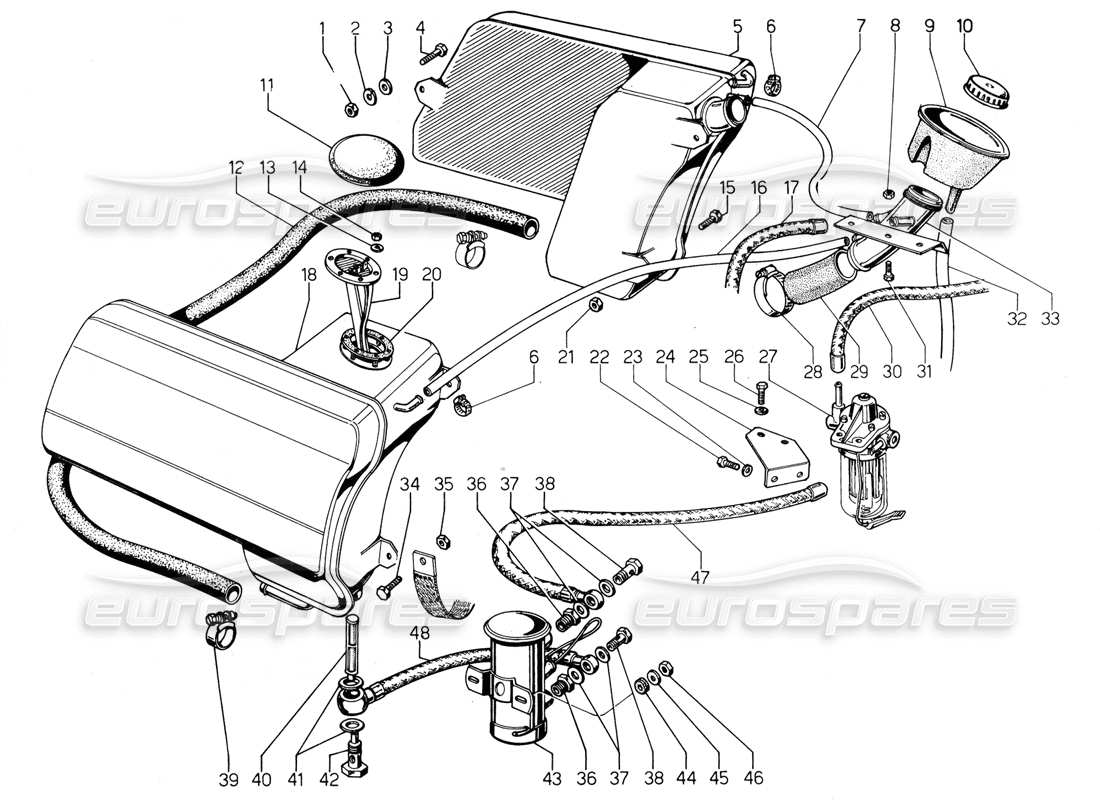 un diagramma delle parti dal catalogo delle parti lamborghini urraco
