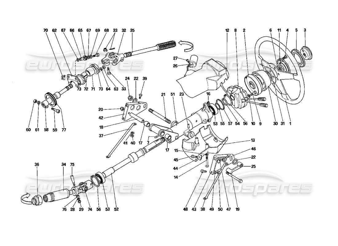 un diagramma delle parti dal catalogo delle parti ferrari testarossa (1990)