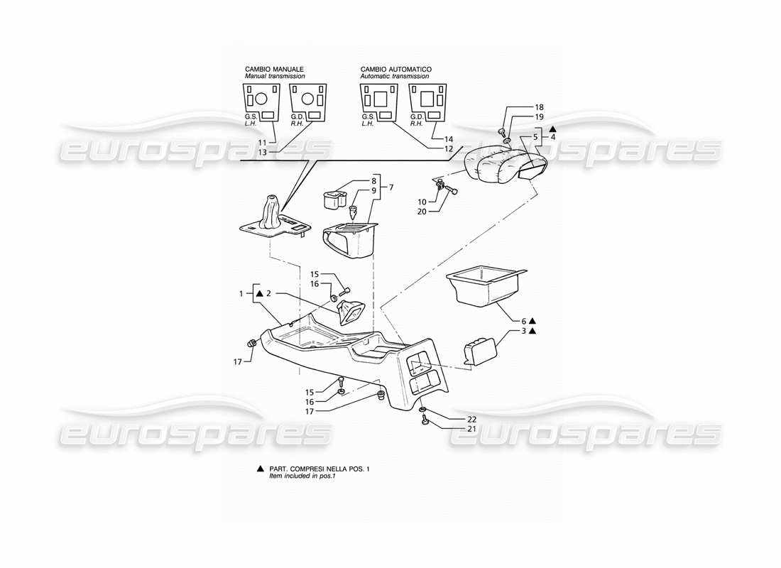 uno schema delle parti dal catalogo delle parti Maserati Ghibli 2.8 (ABS).
