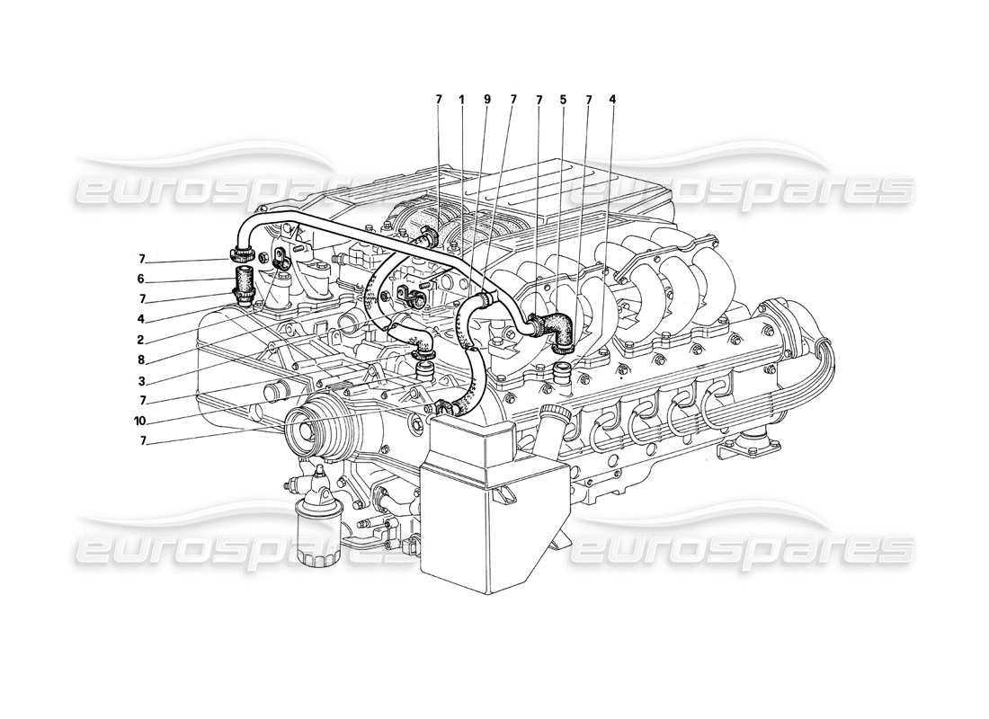 un diagramma delle parti dal catalogo delle parti Ferrari Testarossa (1990)