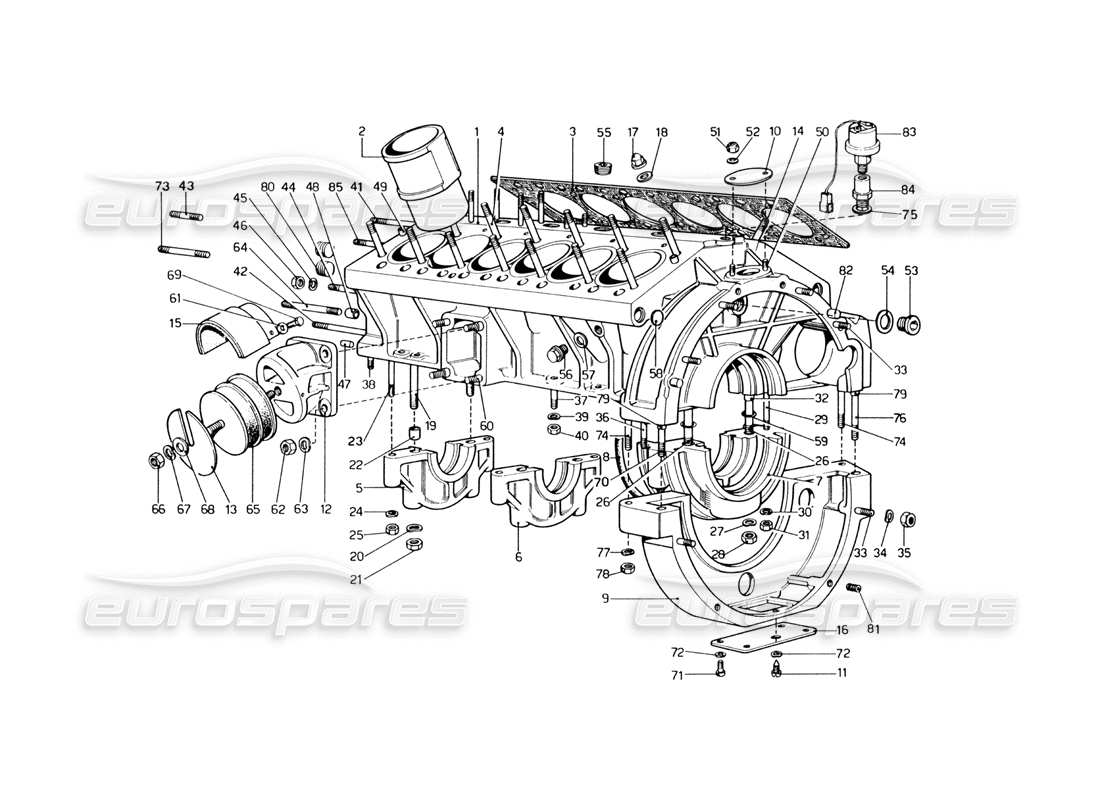 un diagramma delle parti dal catalogo delle parti Ferrari 400 GT (meccaniche).