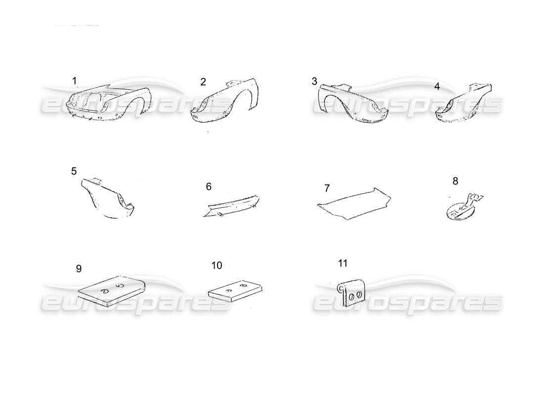 un diagramma delle parti dal catalogo delle parti ferrari 250 gt (coachwork)