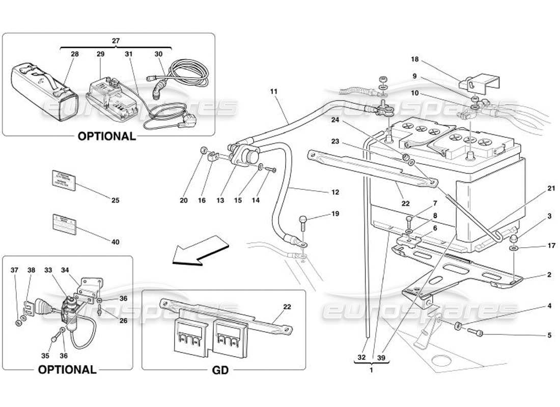 un diagramma delle parti dal catalogo delle parti Ferrari 575 Superamerica