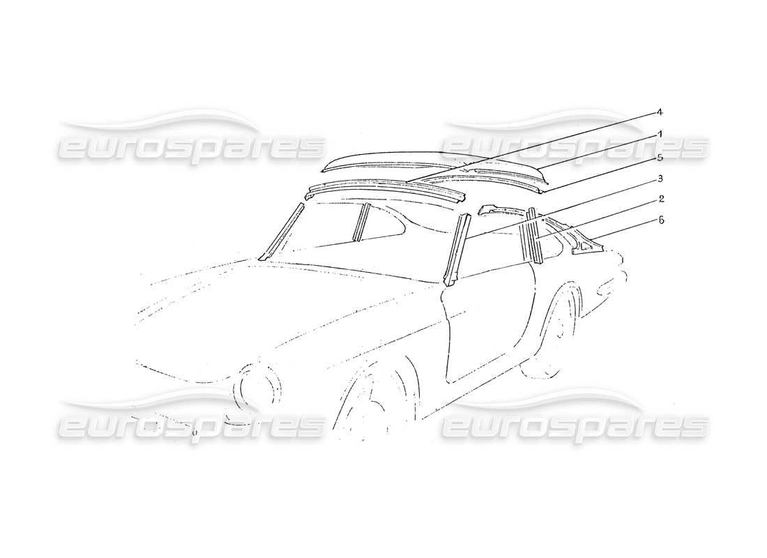 un diagramma delle parti dal catalogo delle parti ferrari 330 gtc / 365 gtc (coachwork)