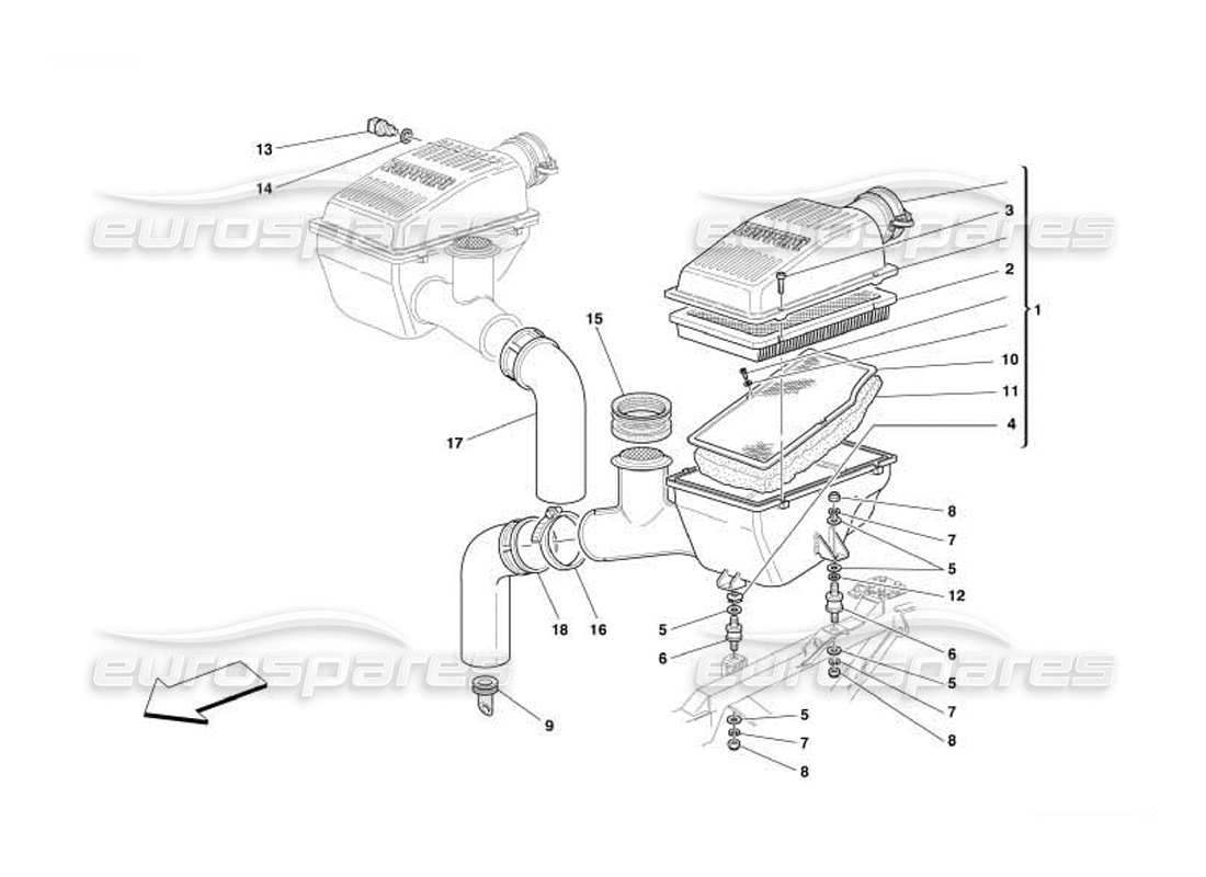 un diagramma delle parti dal catalogo delle parti ferrari 550