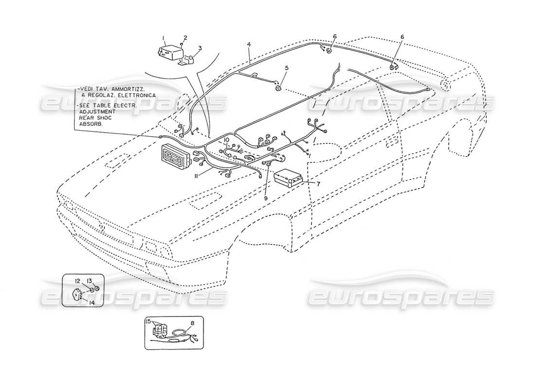 un diagramma delle parti dal catalogo delle parti maserati ghibli (1993-1995)