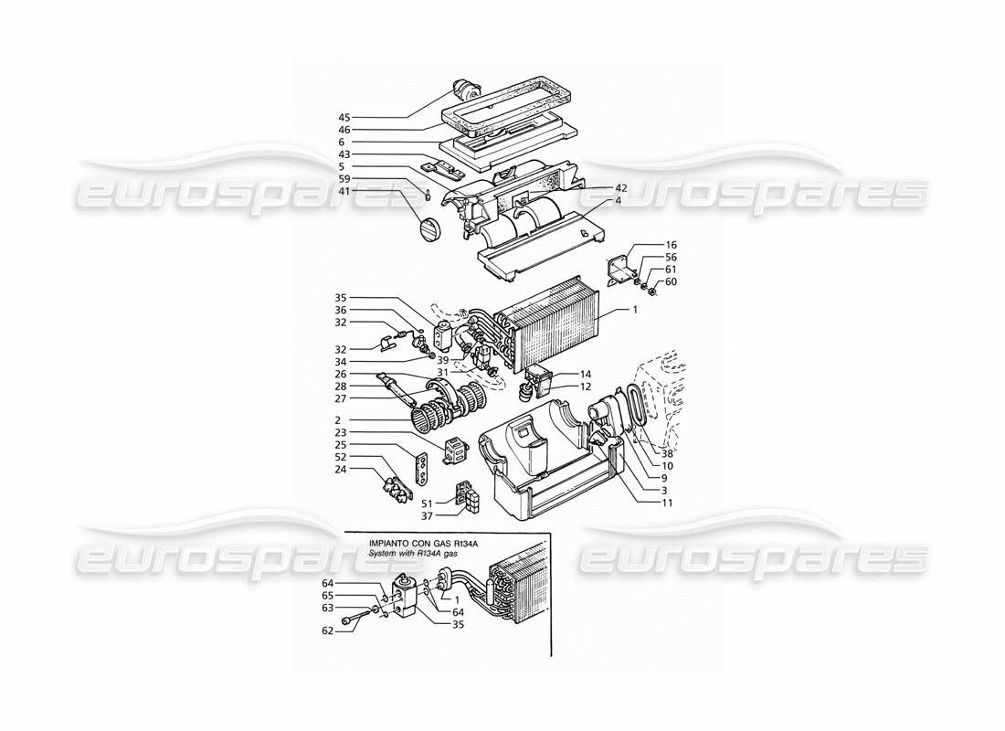 uno schema delle parti dal catalogo delle parti Maserati Ghibli 2.8 (ABS).