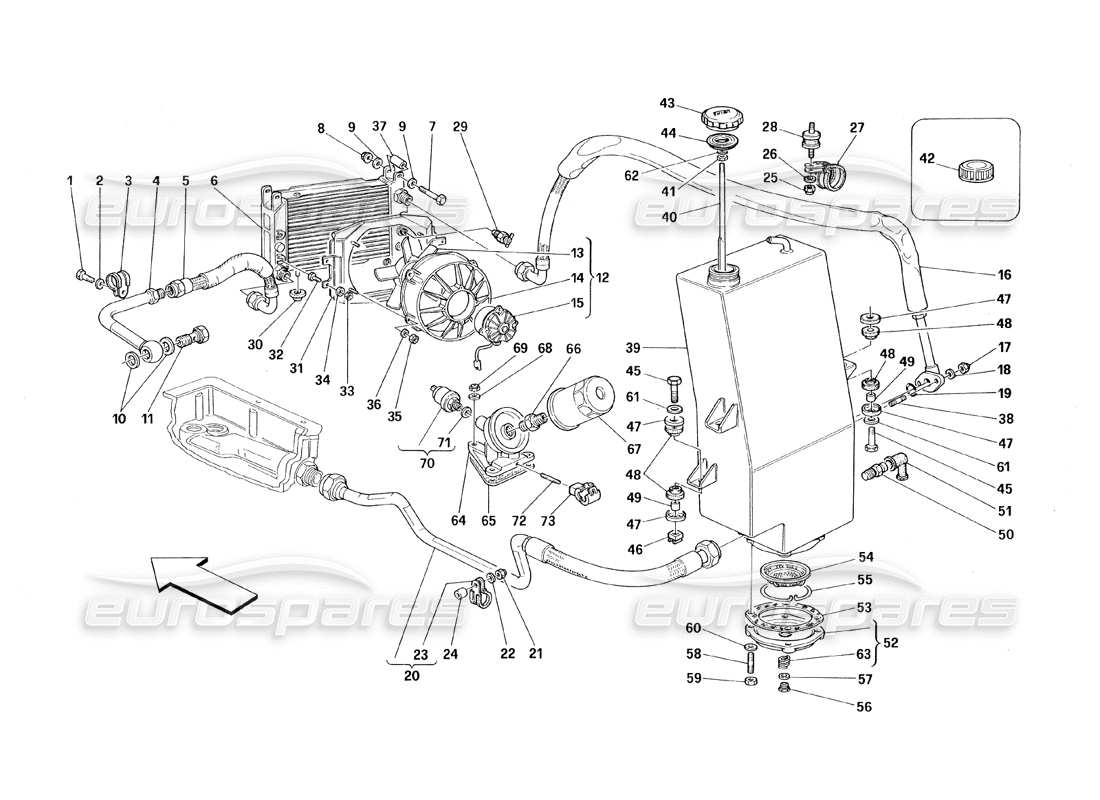 un diagramma delle parti dal catalogo delle parti ferrari 348