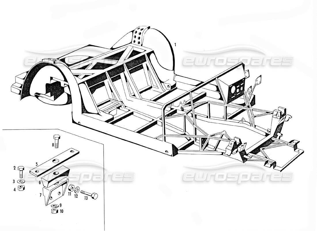 un diagramma delle parti dal catalogo delle parti maserati mistral