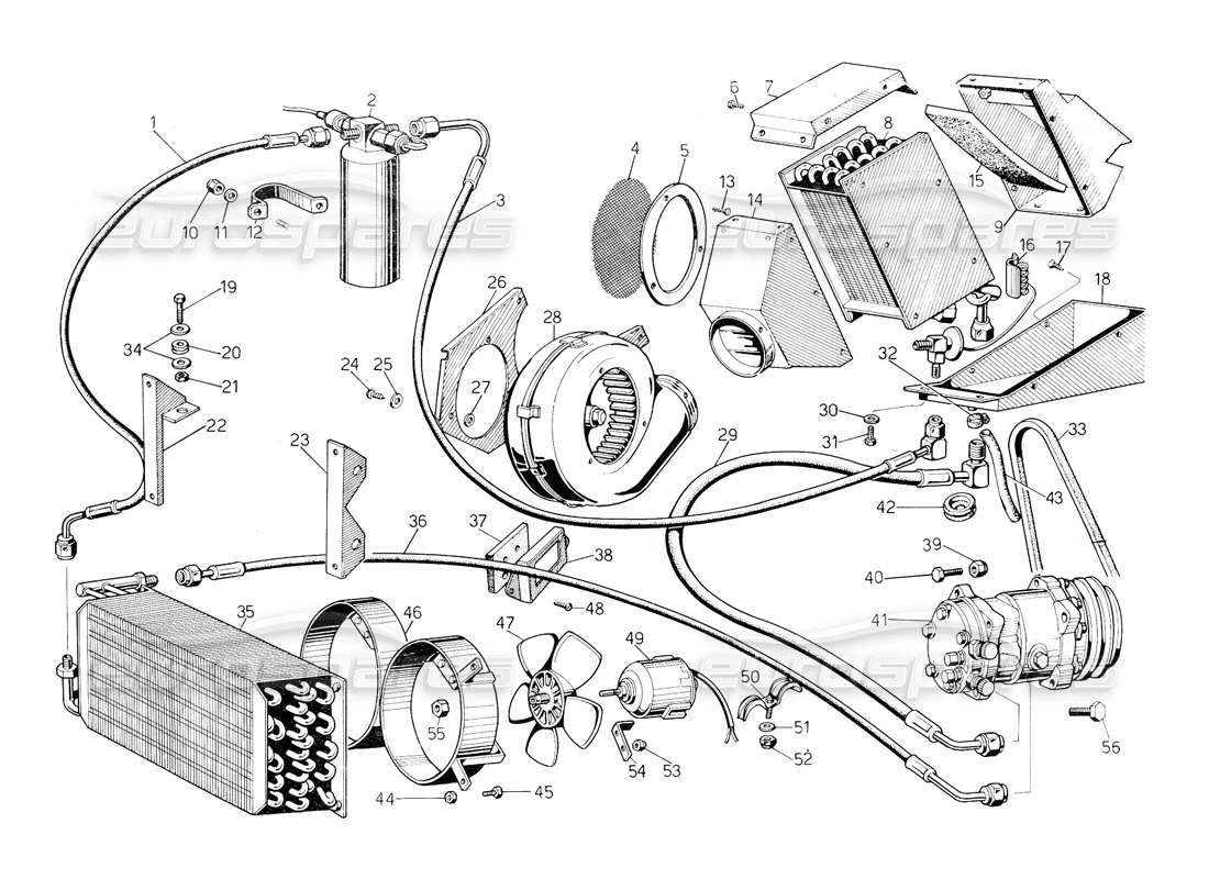 un diagramma delle parti dal catalogo delle parti lamborghini countach 5000 s (1984)