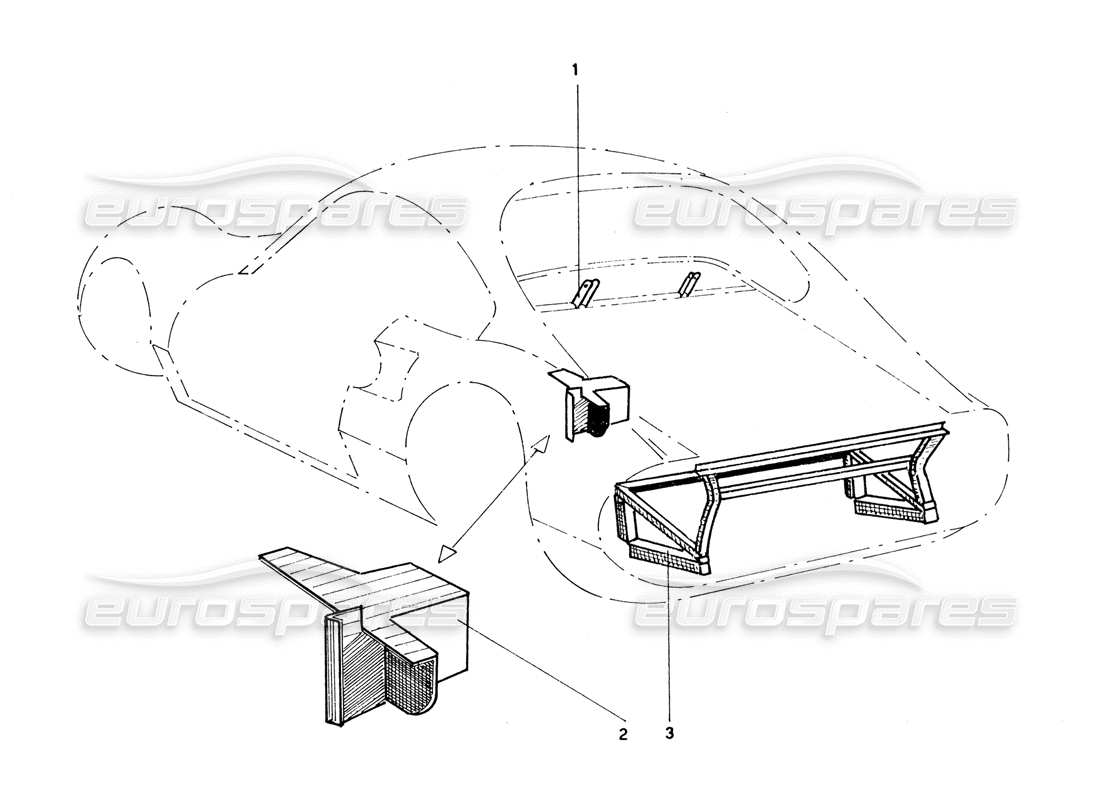 un diagramma delle parti dal catalogo delle parti ferrari 206 gt dino (coachwork)