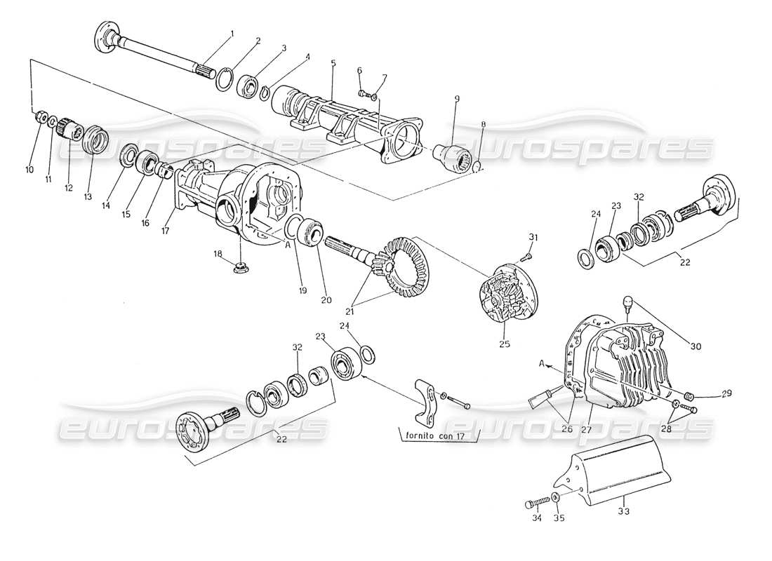 un diagramma delle parti dal catalogo delle parti maserati biturbo (1983-1995)