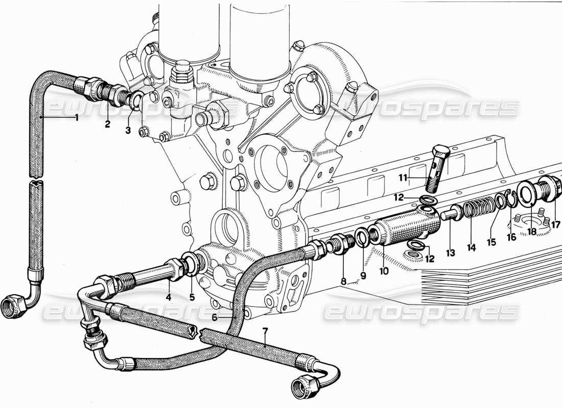un diagramma delle parti dal catalogo delle parti Ferrari 365 GT 2+2 (meccaniche).