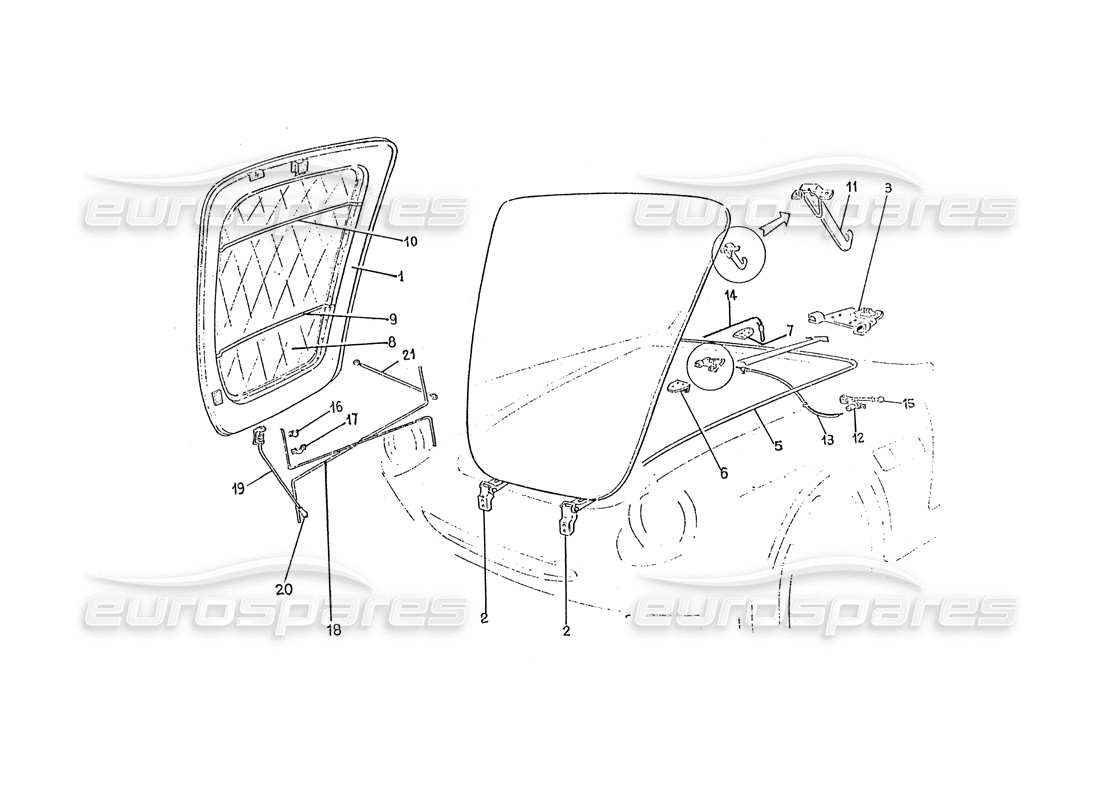 un diagramma delle parti dal catalogo delle parti ferrari 330 gtc / 365 gtc (coachwork)