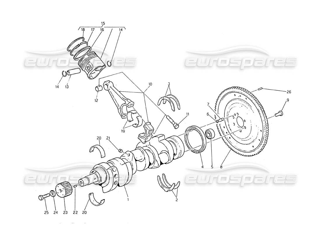 un diagramma delle parti dal catalogo delle parti maserati biturbo 2.5 (1984)