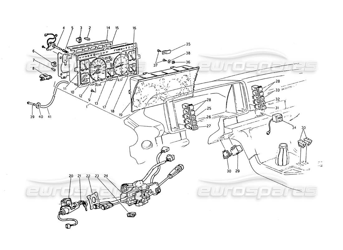 uno schema delle parti dal catalogo delle parti Maserati Biturbo 2.5 (1984)