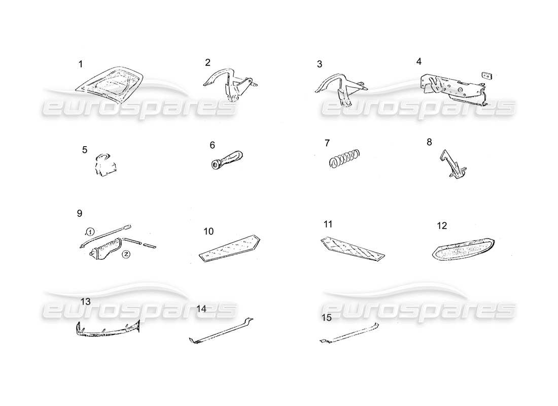 un diagramma delle parti dal catalogo delle parti ferrari 250 gt (coachwork)