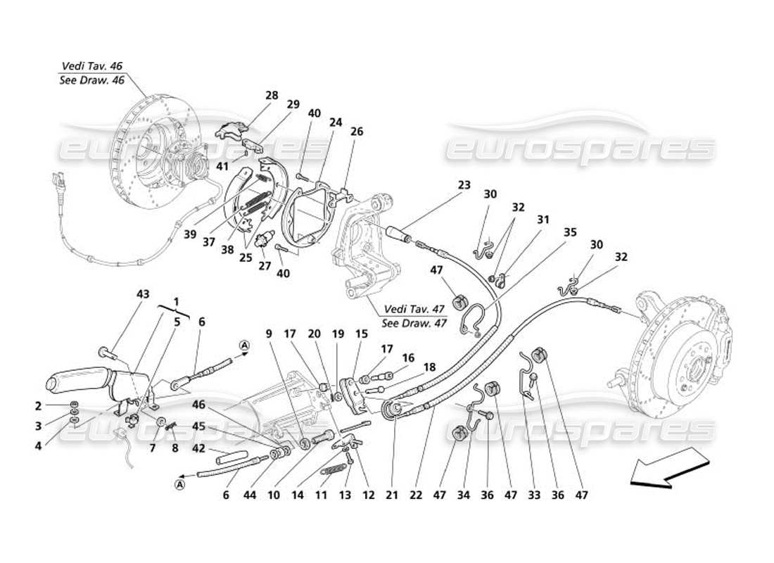 uno schema delle parti dal catalogo delle parti Maserati 4200 Spyder (2005)