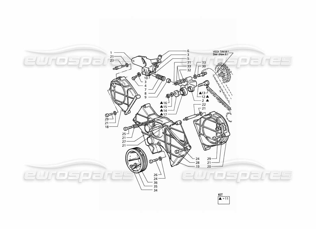 maserati qtp. 3.2 v8 (1999) controllo del tempo diagramma delle parti