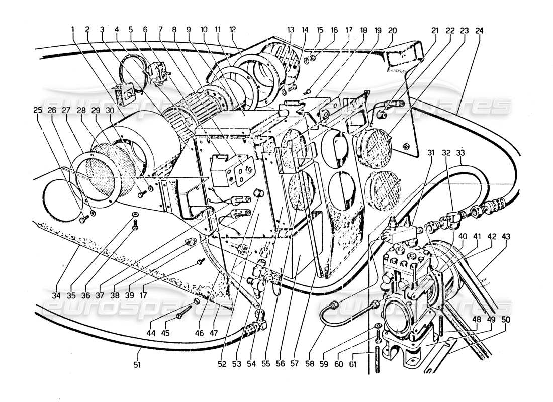lamborghini urraco p250 / p250s condizionatore d'aria (opzionale) schema delle parti
