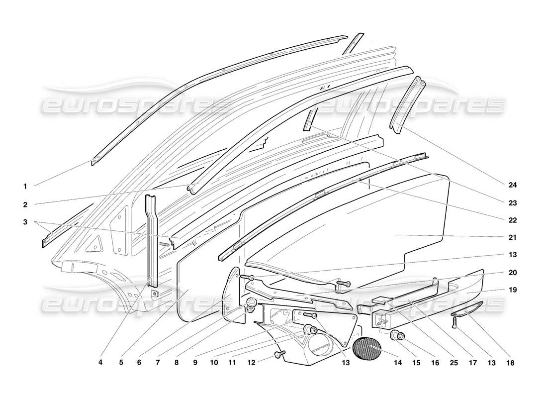 lamborghini diablo vt (1994) diagramma delle parti porte