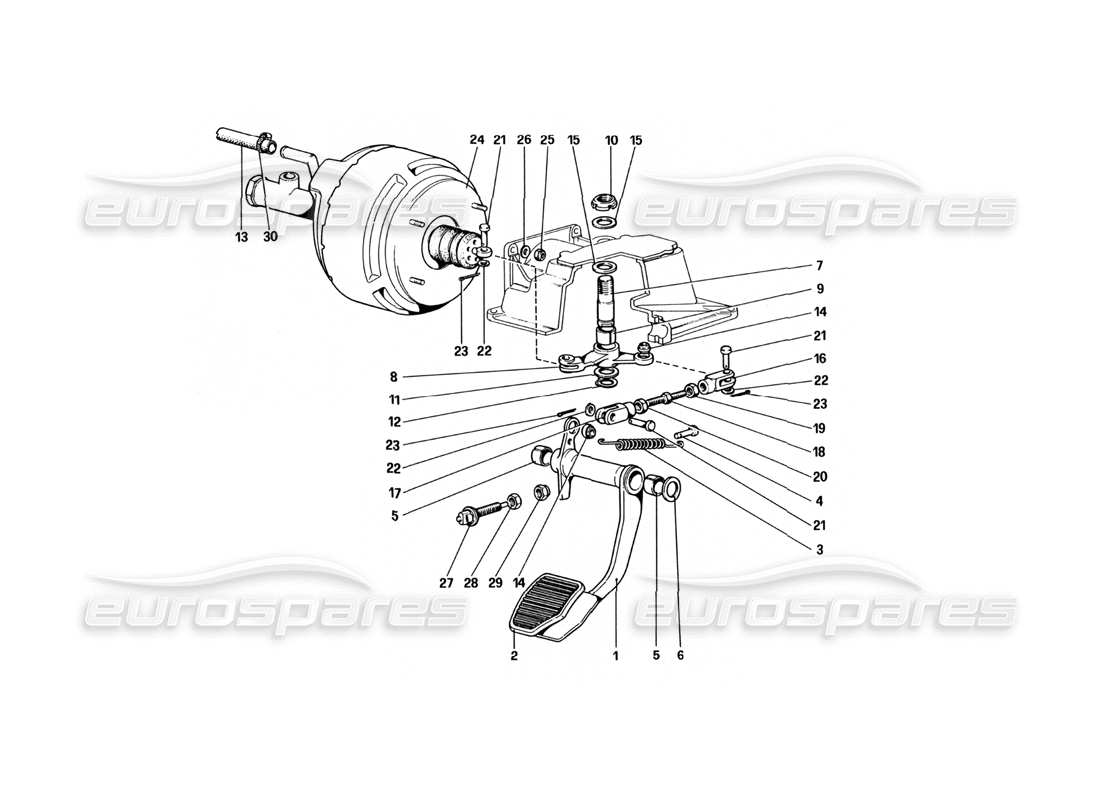 ferrari 512 bbi impianto frenante idraulico (variante per versione rhd) diagramma delle parti