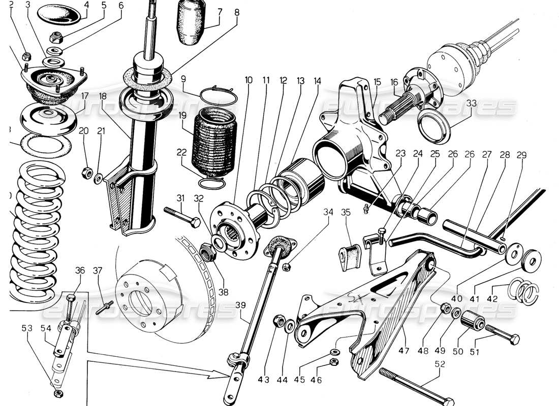 lamborghini urraco p300 sospensione posteriore diagramma delle parti