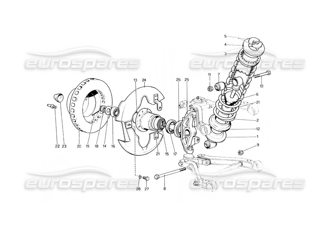 ferrari 400 gt (mechanical) sospensione anteriore - ammortizzatore diagramma delle parti