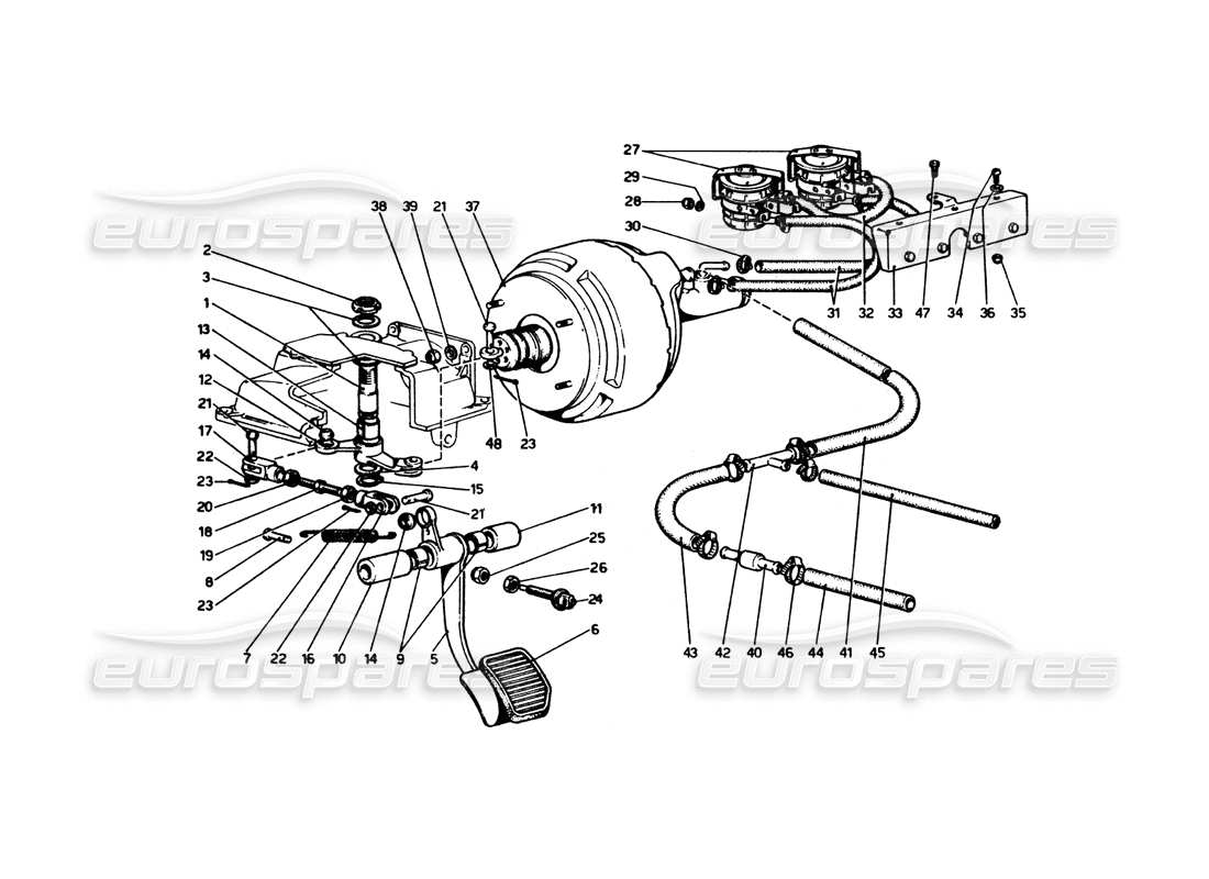 ferrari 365 gt4 berlinetta boxer sistema idraulico dei freni diagramma delle parti