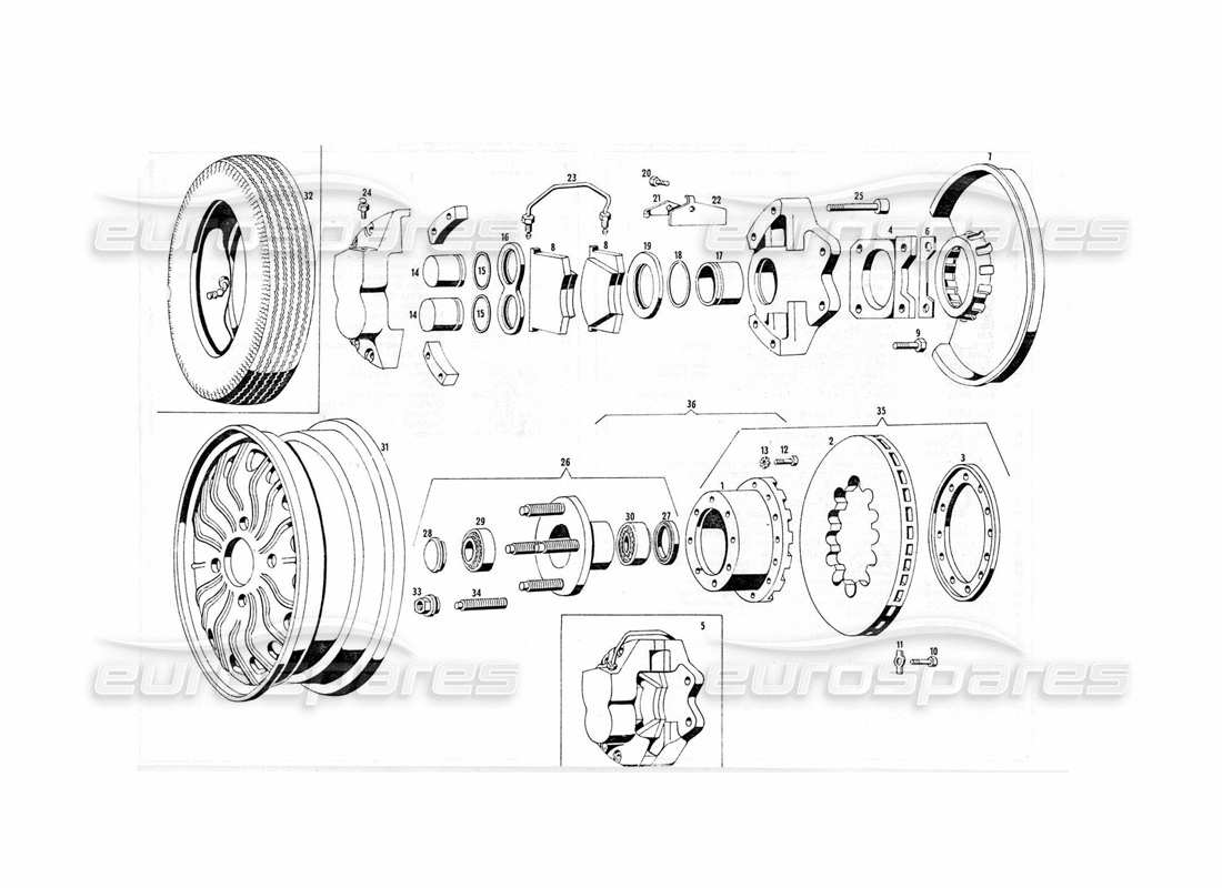 maserati indy 4.2 freni anteriori raffreddati diagramma delle parti