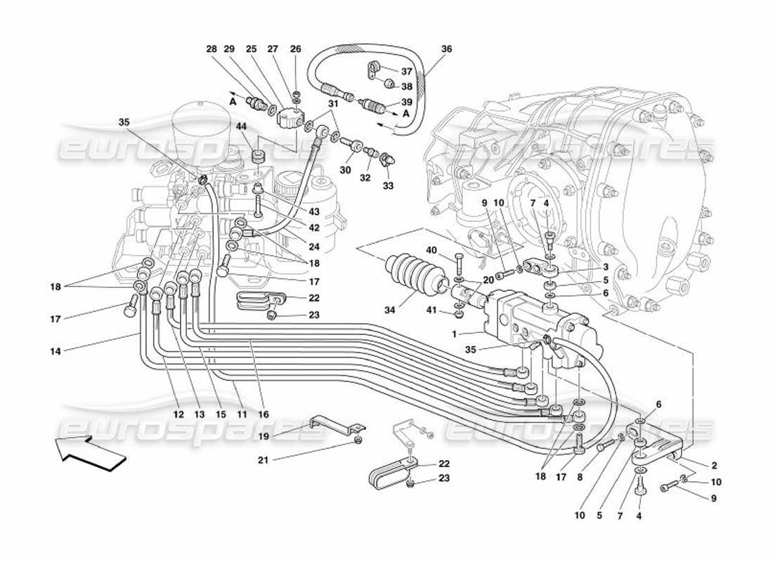 ferrari 575 superamerica f1 controllo idraulico della frizione: valido per f1- diagramma delle parti