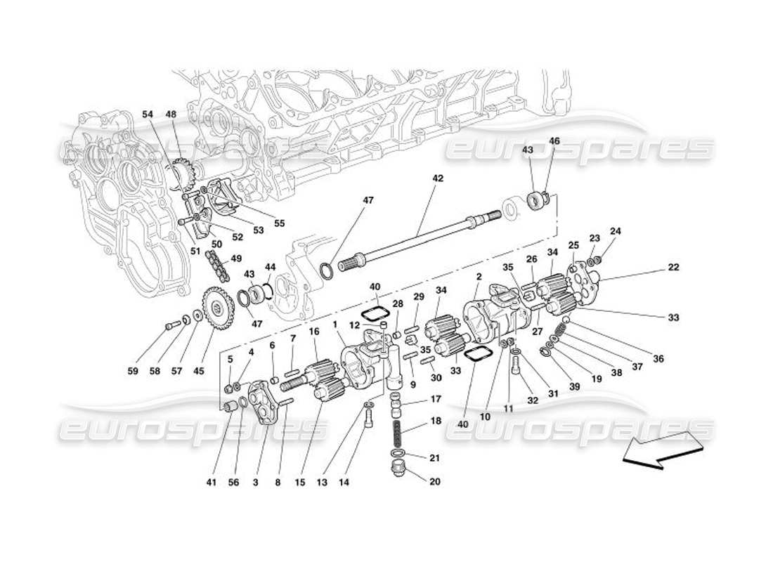 ferrari 575 superamerica lubrificazione - pompe dell'olio diagramma delle parti