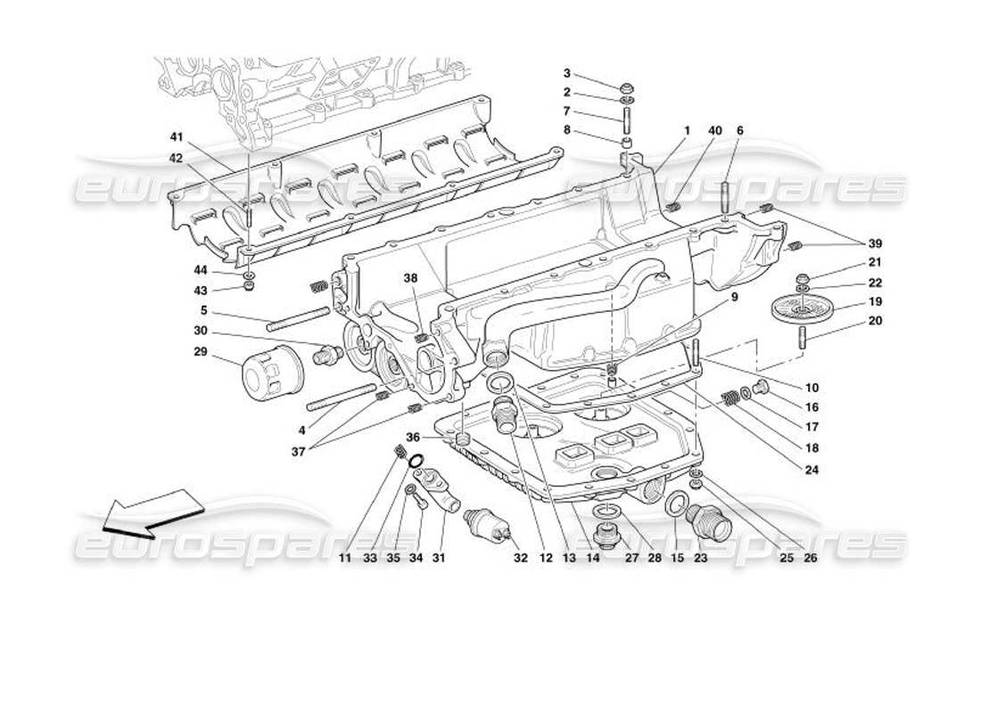 ferrari 575 superamerica lubrificazione - coppe dell'olio e filtri diagramma delle parti