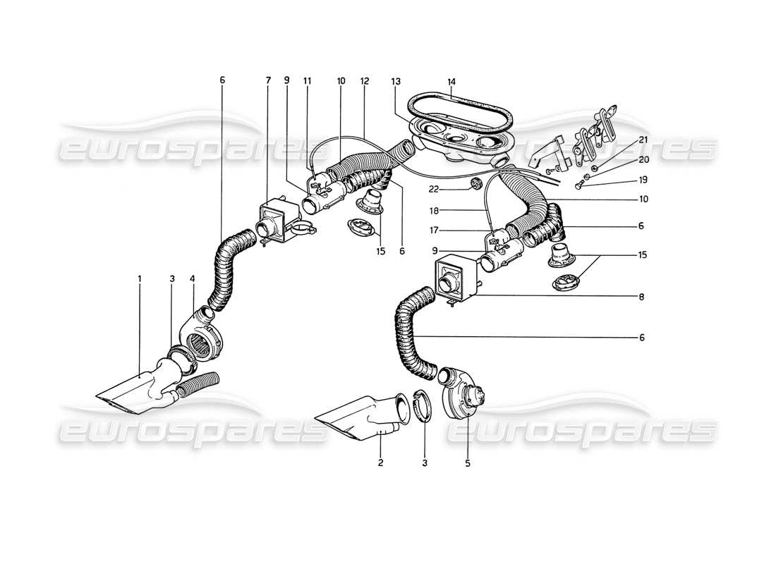 ferrari 208 gt4 dino (1975) sistema di riscaldamento diagramma delle parti