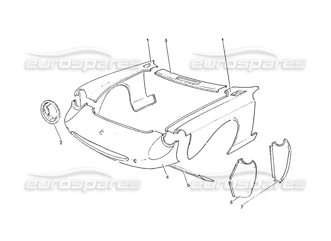 ferrari 365 gt 2+2 (coachwork) diagramma delle parti del lavoro della carrozzeria anteriore
