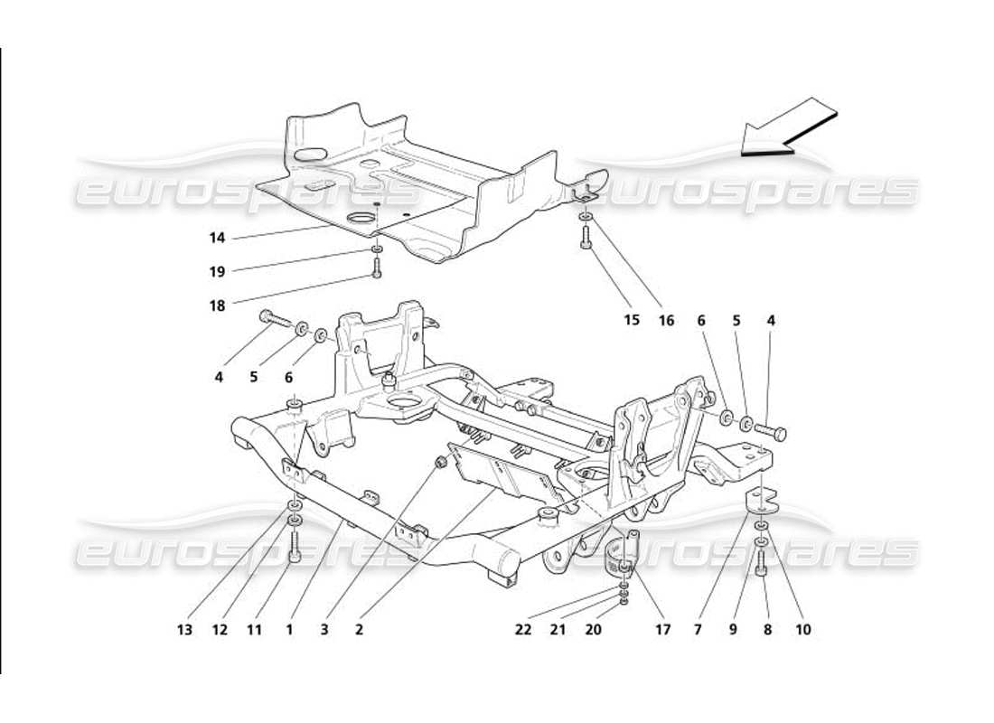 maserati 4200 gransport (2005) diagramma delle parti delle protezioni sottotelaio e sottomotore anteriori