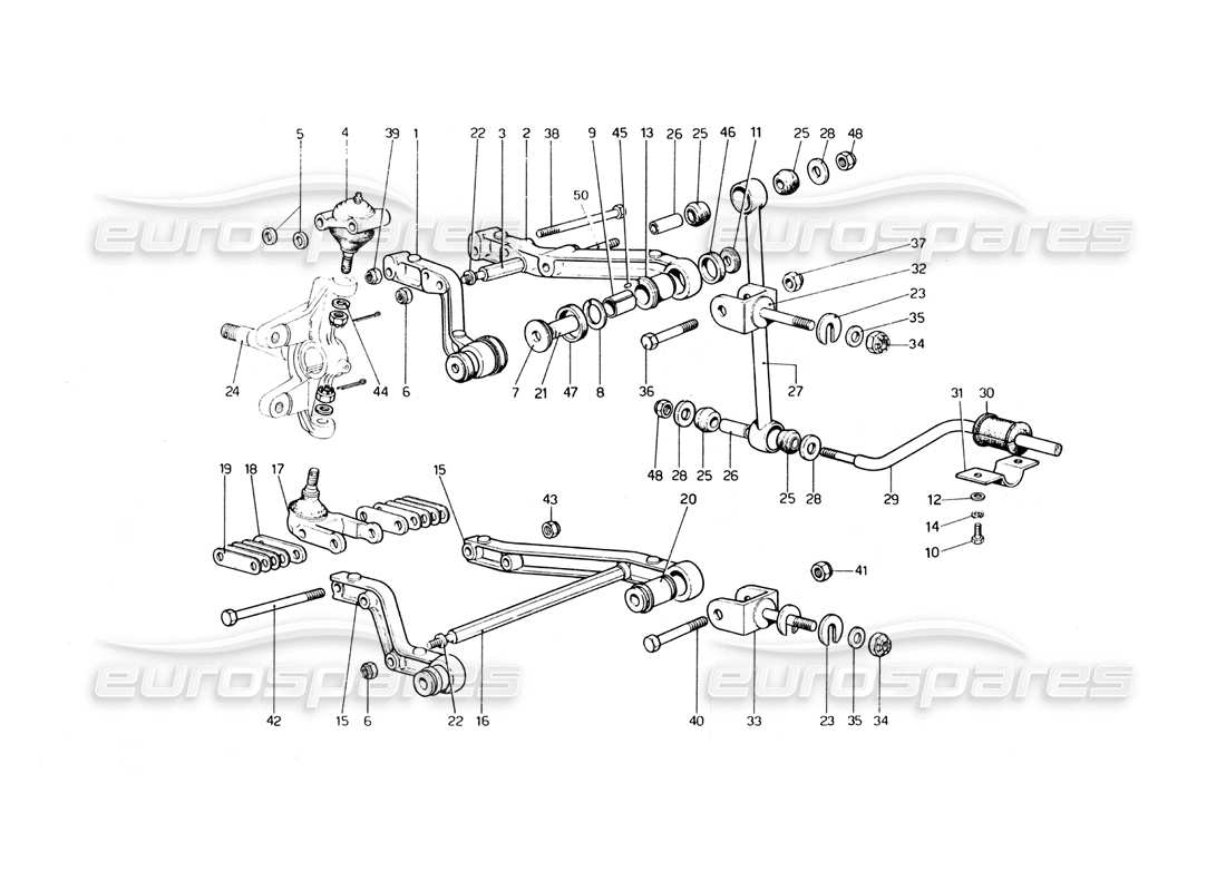 ferrari 400 gt (mechanical) sospensione anteriore - bracci trasversali diagramma delle parti