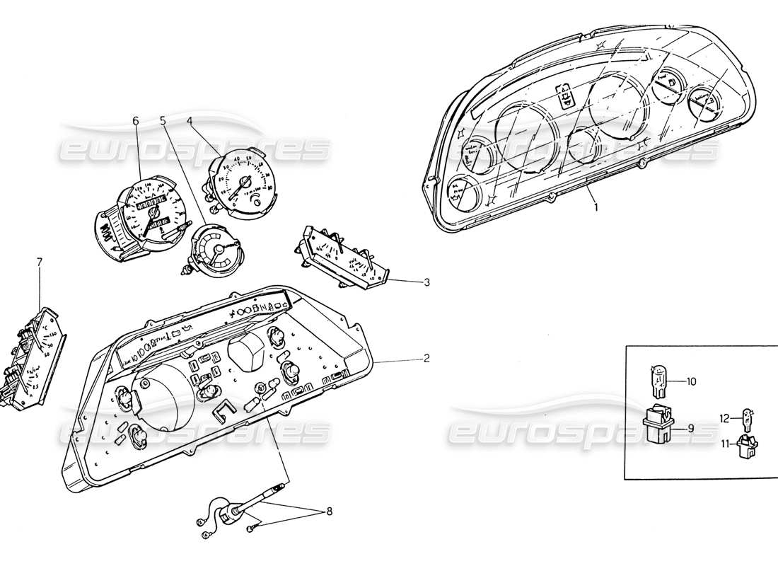 maserati 222 / 222e biturbo strumentazione schema delle parti