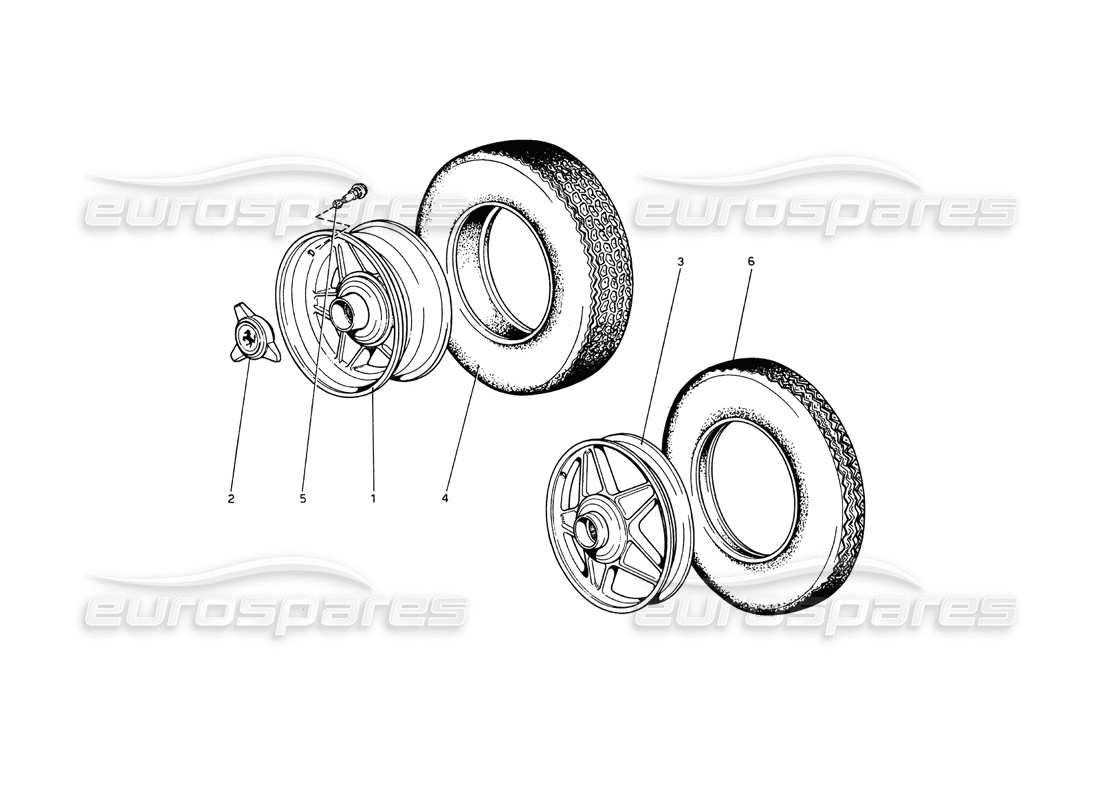 ferrari 365 gt4 berlinetta boxer ruote diagramma delle parti