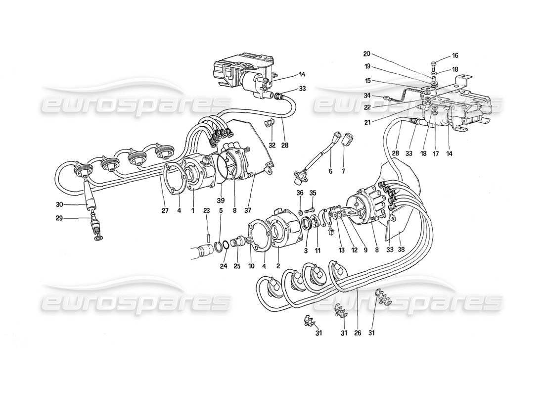 ferrari 288 gto diagramma delle parti di accensione del motore