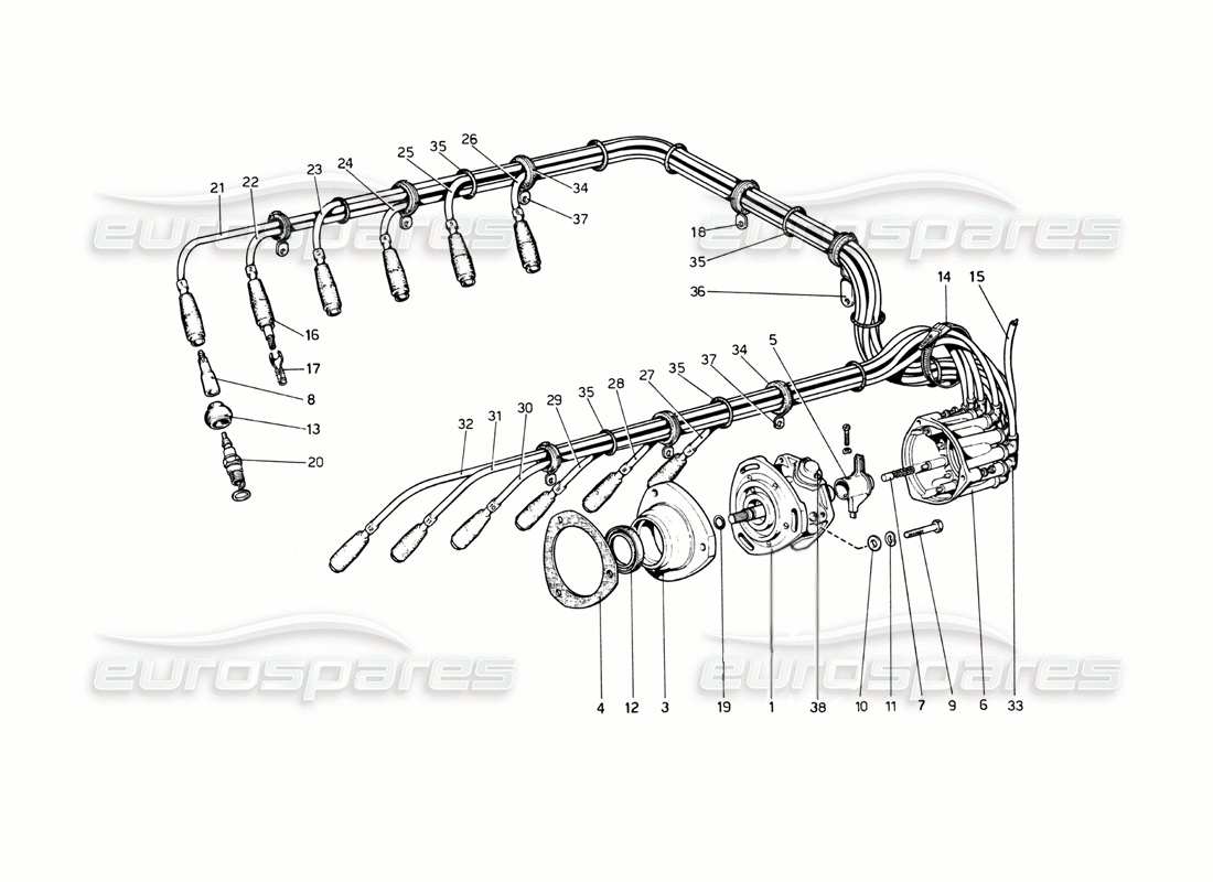 ferrari 512 bb accensione del motore diagramma delle parti