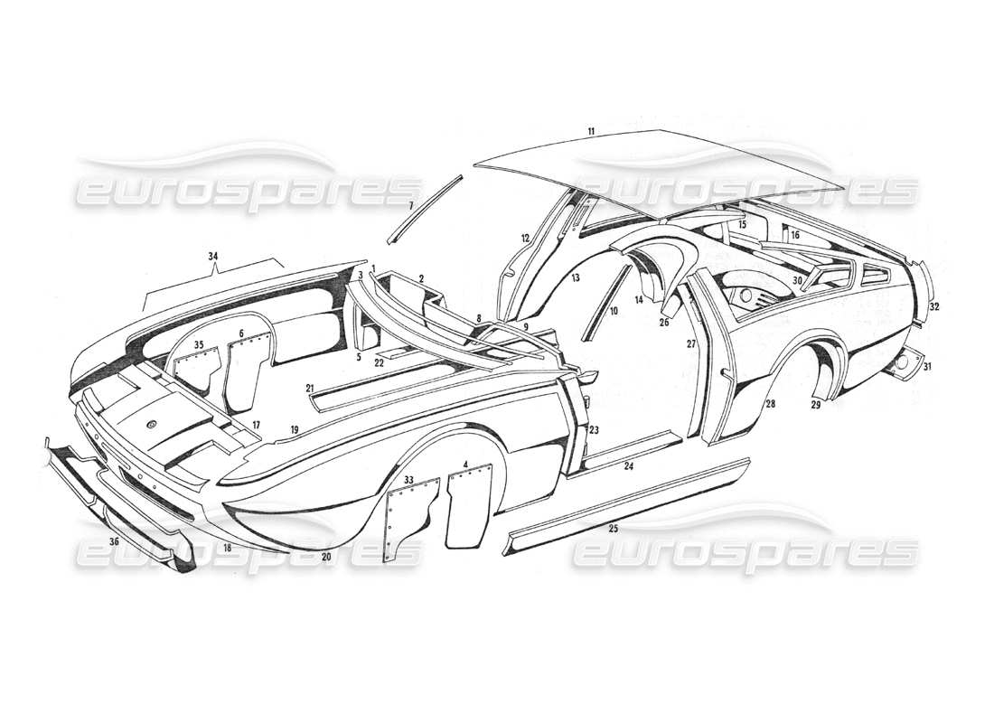 maserati indy 4.2 schema delle parti della carrozzeria