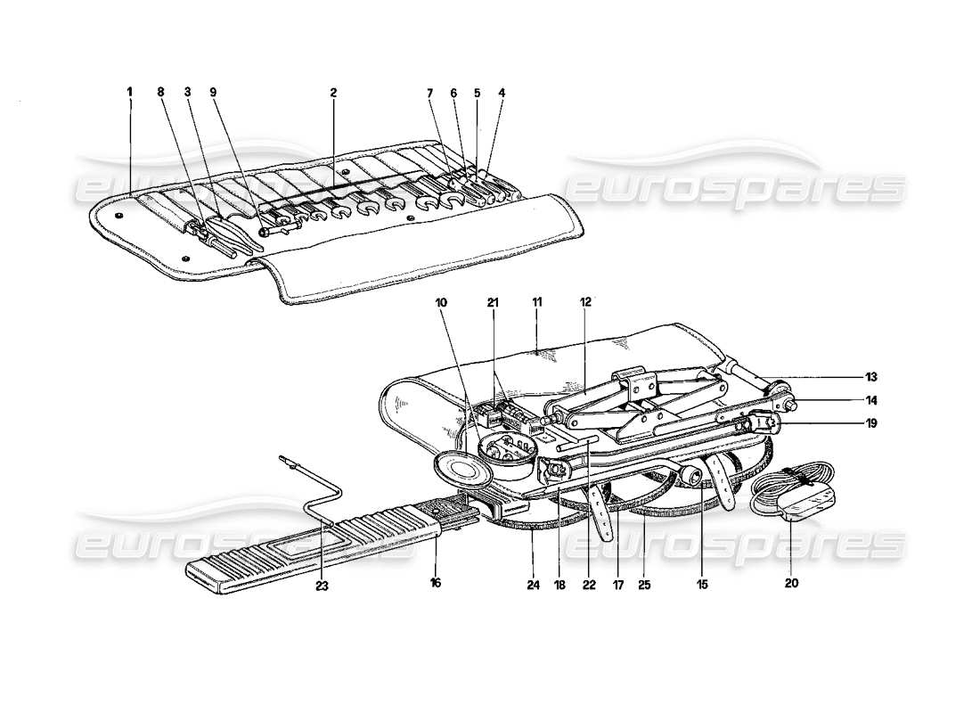 ferrari mondial 3.0 qv (1984) schema delle parti del kit attrezzi