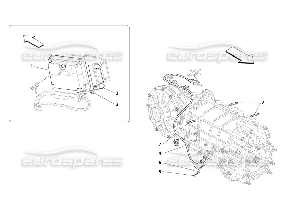 maserati qtp. (2006) 4.2 controlli elettronici (cambio) diagramma delle parti