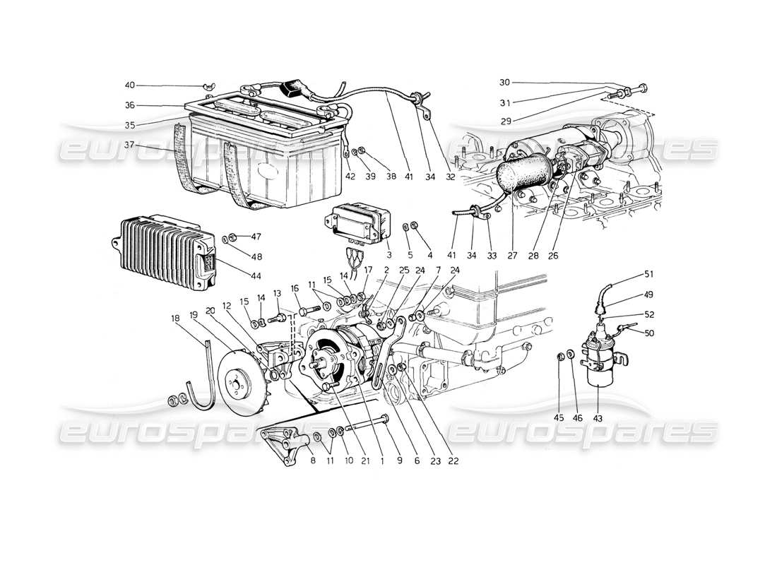 ferrari 365 gt4 berlinetta boxer diagramma delle parti della generazione attuale (fino all'auto n. 18263).