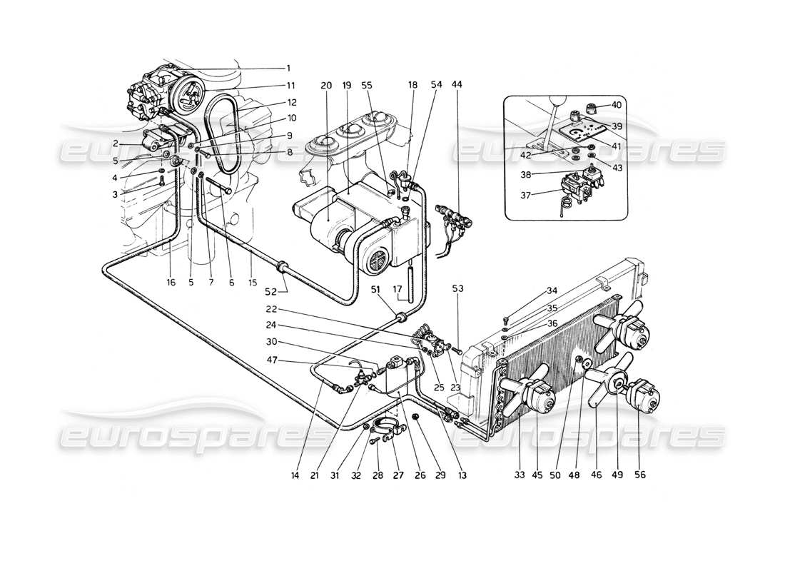 ferrari 512 bb diagramma delle parti del sistema di climatizzazione